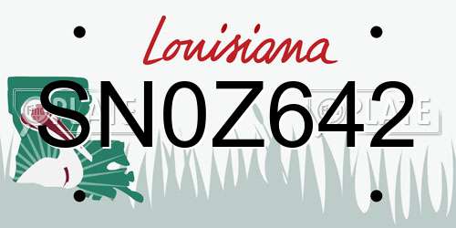 SN0Z642 Louisiana License Plate