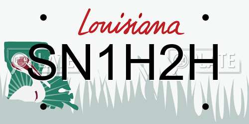 SN1H2H Louisiana License Plate