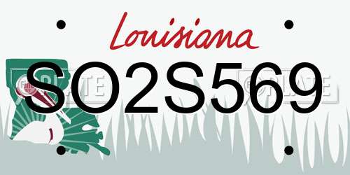 SO2S569 Louisiana License Plate