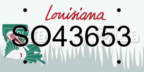 SO43653 Louisiana License Plate
