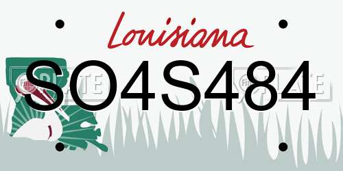 SO4S484 Louisiana License Plate