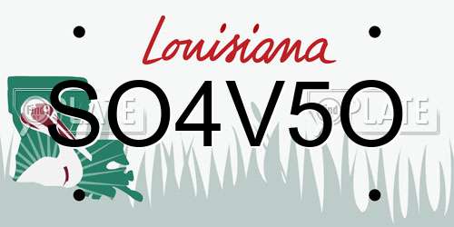 SO4V5O Louisiana License Plate