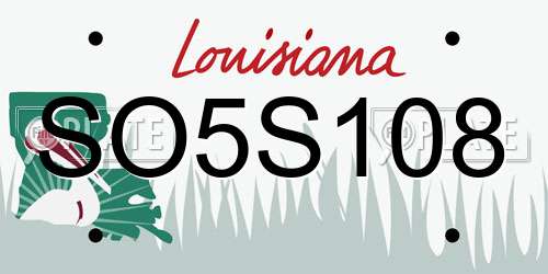 SO5S108 Louisiana License Plate