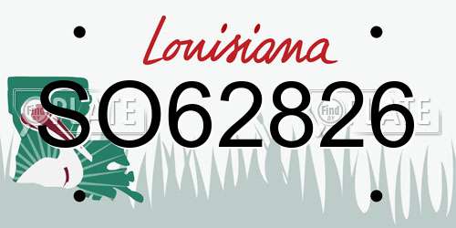 SO62826 Louisiana License Plate