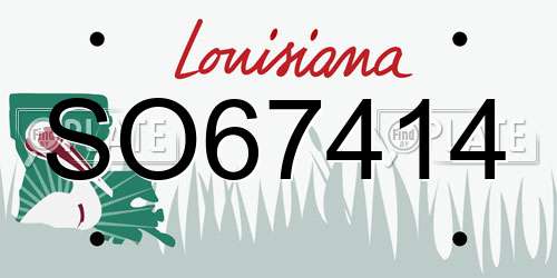 SO67414 Louisiana License Plate