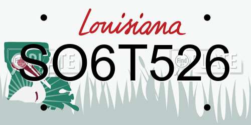 SO6T526 Louisiana License Plate