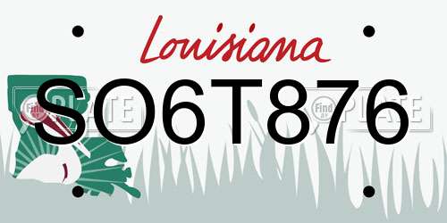 SO6T876 Louisiana License Plate
