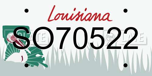SO70522 Louisiana License Plate