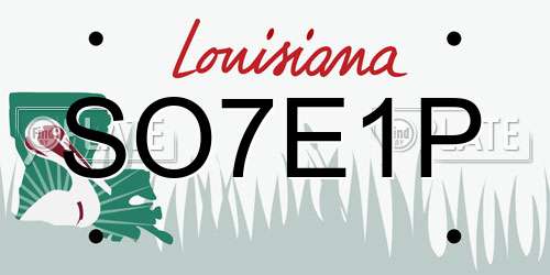 SO7E1P Louisiana License Plate