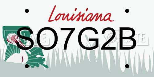 SO7G2B Louisiana License Plate