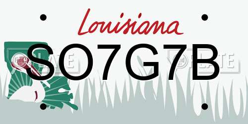 SO7G7B Louisiana License Plate