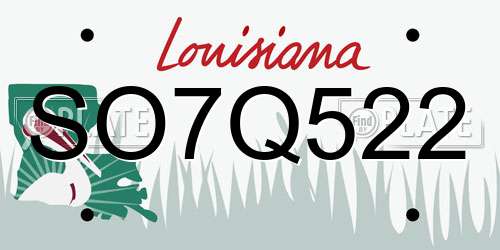 SO7Q522 Louisiana License Plate