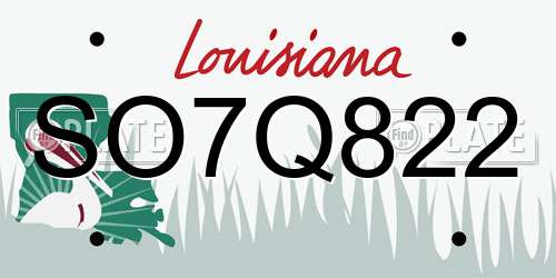 SO7Q822 Louisiana License Plate