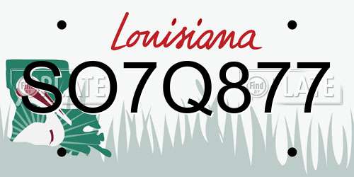 SO7Q877 Louisiana License Plate