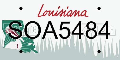 SOA5484 Louisiana License Plate