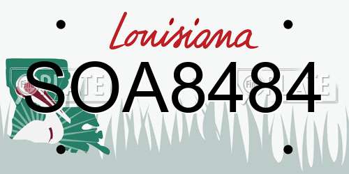 SOA8484 Louisiana License Plate