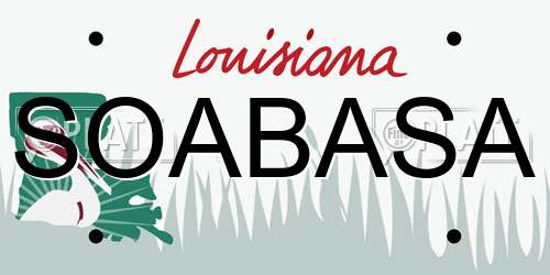SOABASA Louisiana License Plate