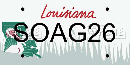 SOAG26 Louisiana License Plate
