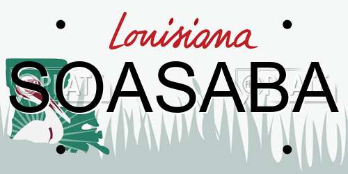 SOASABA Louisiana License Plate