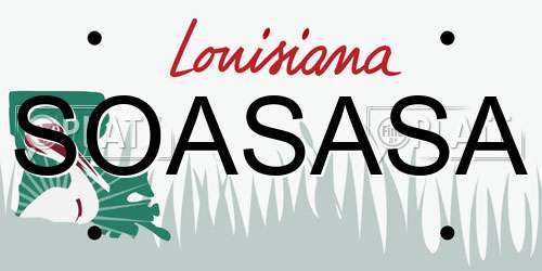 SOASASA Louisiana License Plate