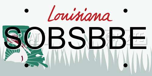 SOBSBBE Louisiana License Plate
