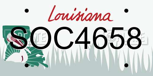 SOC4658 Louisiana License Plate