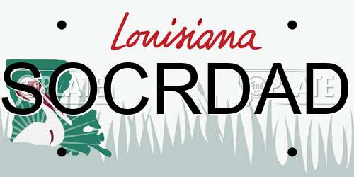SOCRDAD Louisiana License Plate