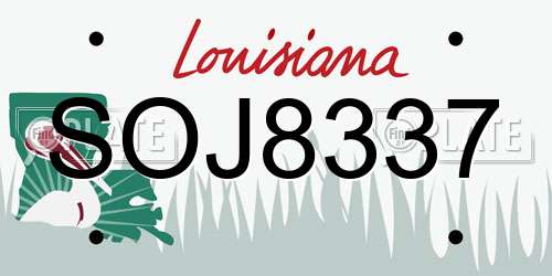 SOJ8337 Louisiana License Plate