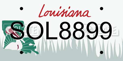 SOL8899 Louisiana License Plate