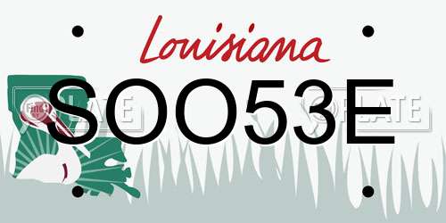 SOO53E Louisiana License Plate