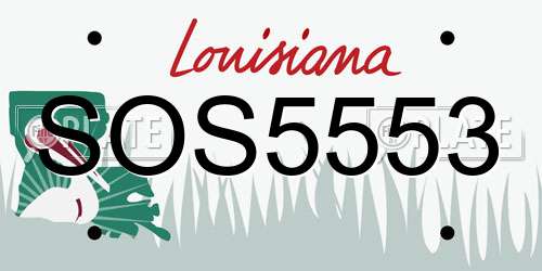SOS5553 Louisiana License Plate