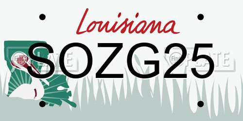 SOZG25 Louisiana License Plate