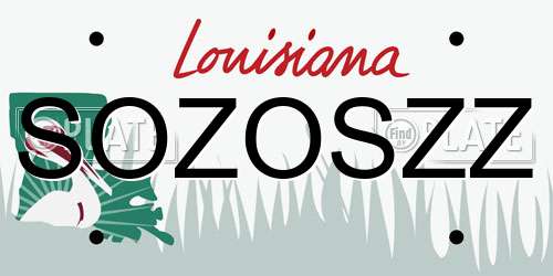 SOZOSZZ Louisiana License Plate