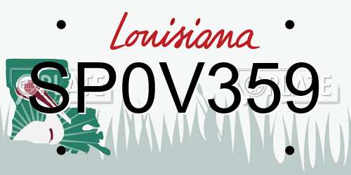 SP0V359 Louisiana License Plate