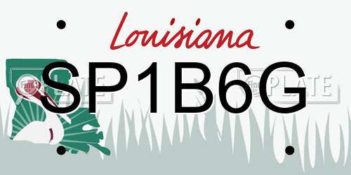 SP1B6G Louisiana License Plate