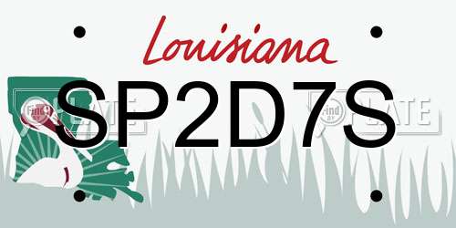SP2D7S Louisiana License Plate