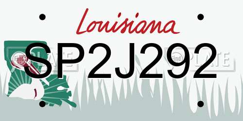 SP2J292 Louisiana License Plate