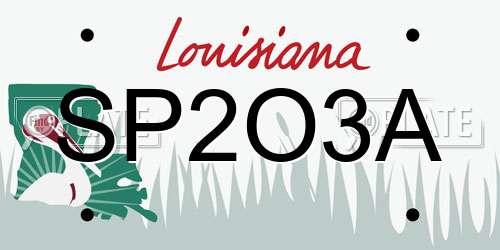 SP2O3A Louisiana License Plate