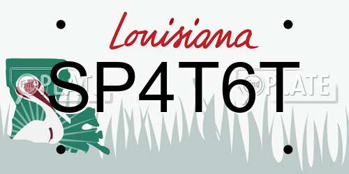 SP4T6T Louisiana License Plate