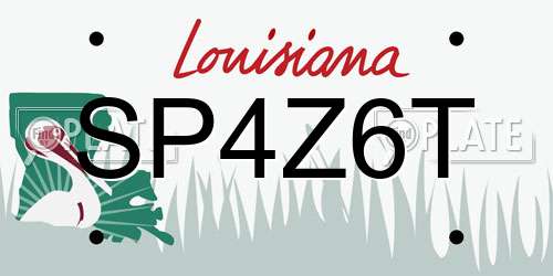SP4Z6T Louisiana License Plate