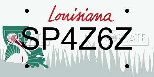 SP4Z6Z Louisiana License Plate