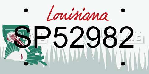 SP52982 Louisiana License Plate