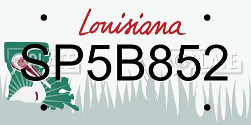 SP5B852 Louisiana License Plate