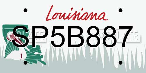 SP5B887 Louisiana License Plate