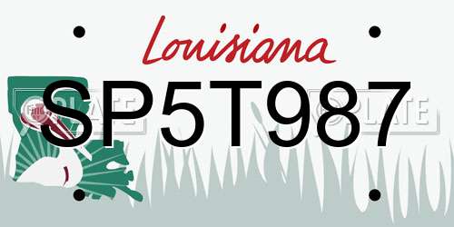 SP5T987 Louisiana License Plate