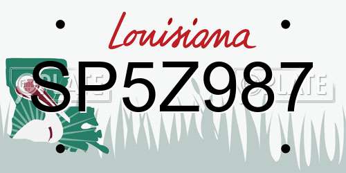 SP5Z987 Louisiana License Plate
