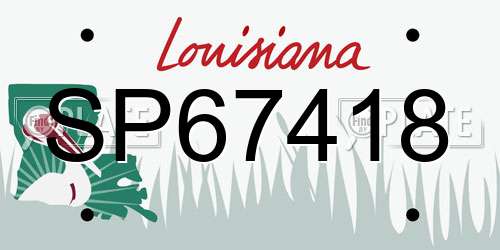 SP67418 Louisiana License Plate