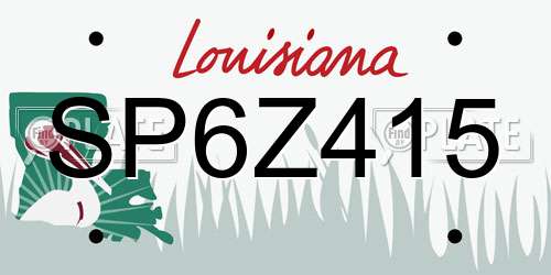 SP6Z415 Louisiana License Plate