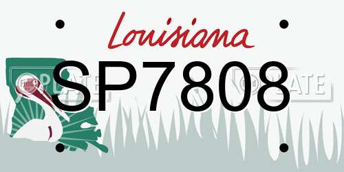 SP7808 Louisiana License Plate