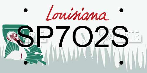 SP7O2S Louisiana License Plate